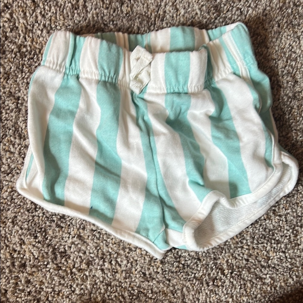 Striped Aqua and White Kids Shorts